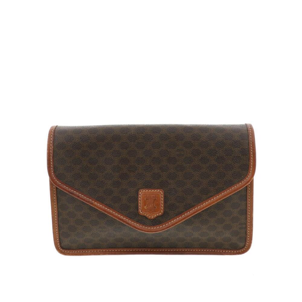 CELINE Macadam Clutch Bag Shoulder Brown